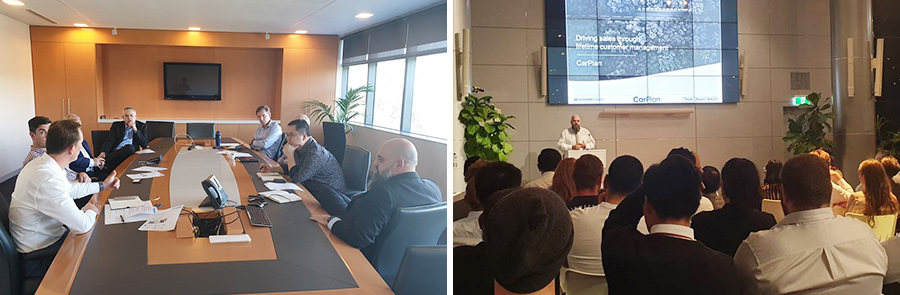 (Left) HCAU is sitting down with St. George Bank and Allianz on a regular basis to explore how to boost sales in the recently stagnating car market. (Right) Dealer training session hosted by HCAU every month for dealer networking and knowledge sharing